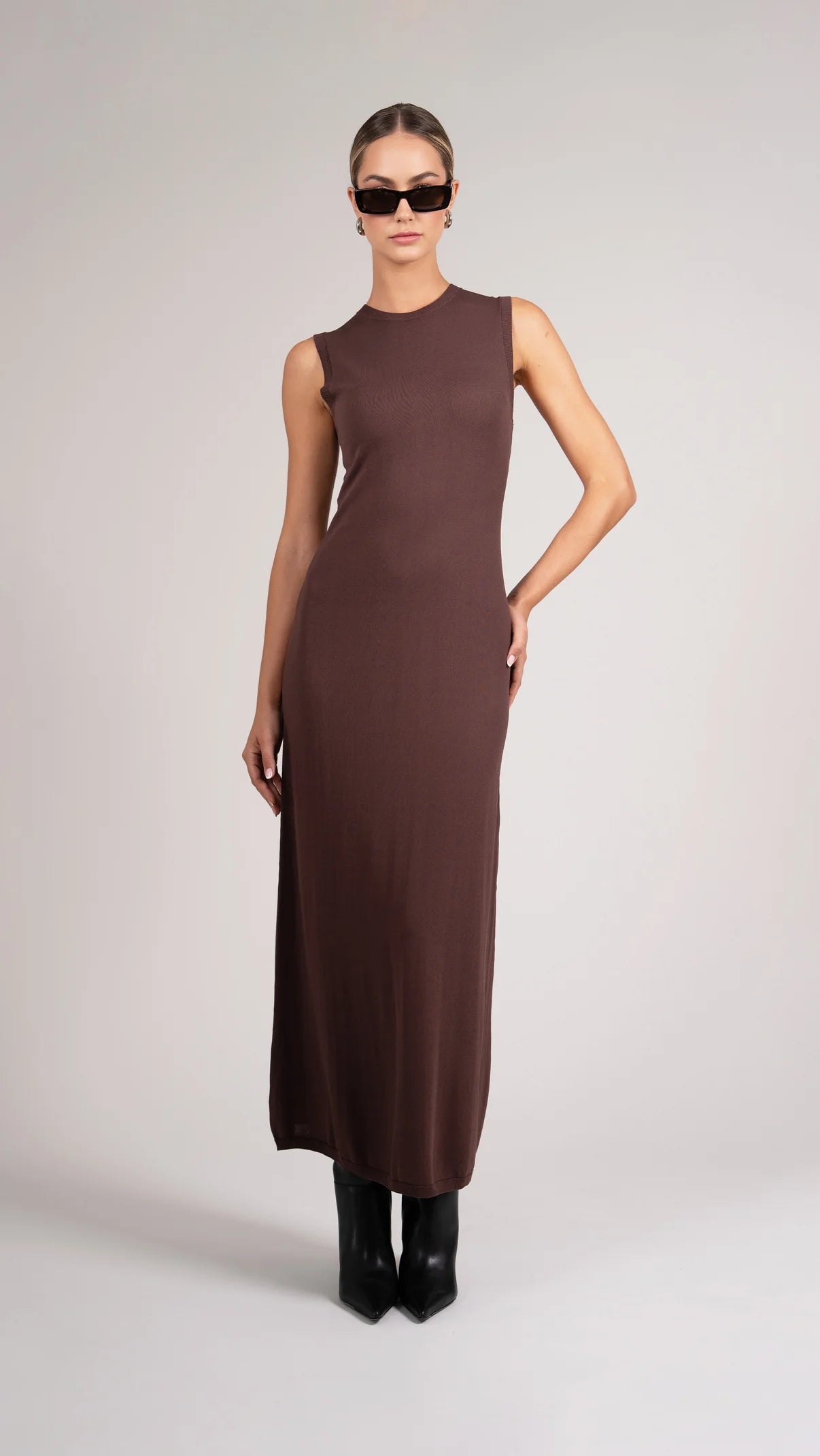 Parentezi - Marylin Knit Dress - Chocolate Satin unclassified dresses