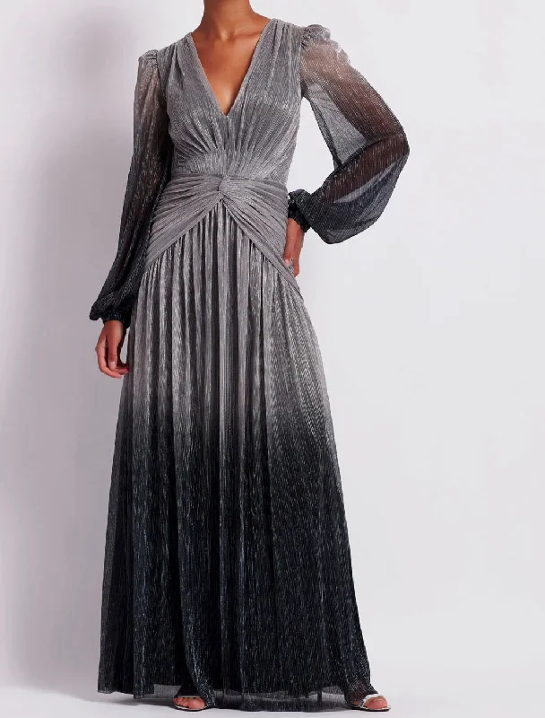 Patbo - Ombre Lurex Plunge Dress - Silver Earthy tone unclassified dresses