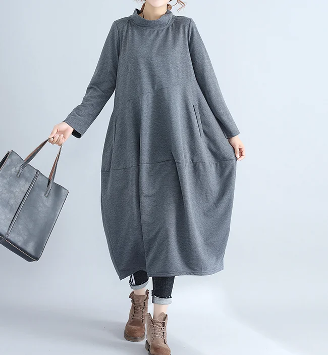 Patchwork Fall Cotton Lantern Dresses Casual Women Dresses SSM97217 Earthy tone unclassified dresses