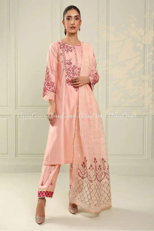 Pink Katan Embroidered Shalwar Kameez Ruffled unclassified dresses