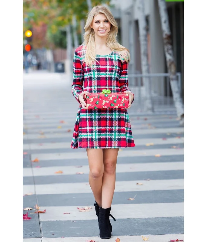 Women's Red Plaid Dress Casual chic unclassified dresses