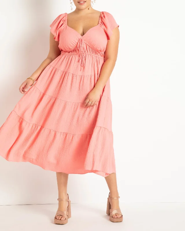 Ruffled Tiered Dress | Peach Blossom Long sleeve unclassified dresses