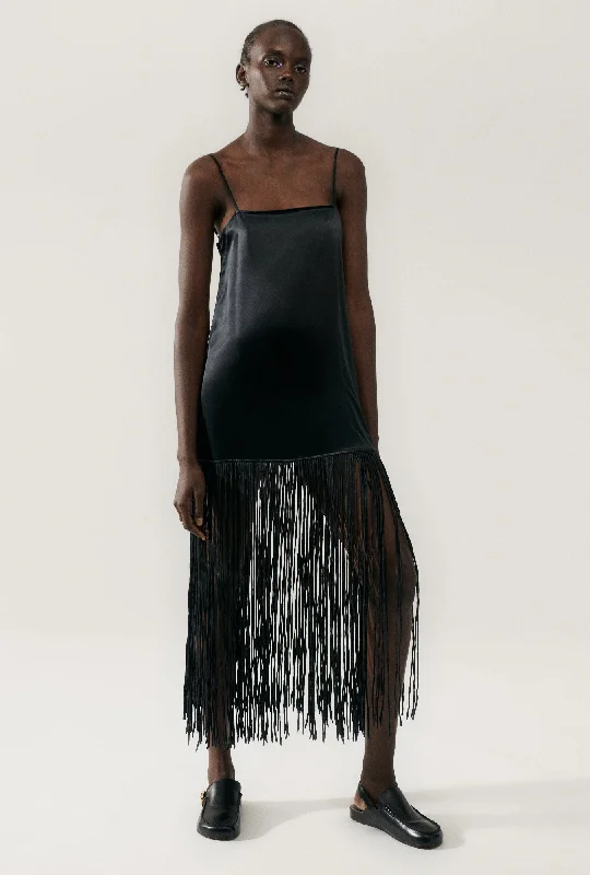 Silk Laundry - Fringe Dress - Black Sexy unclassified dresses