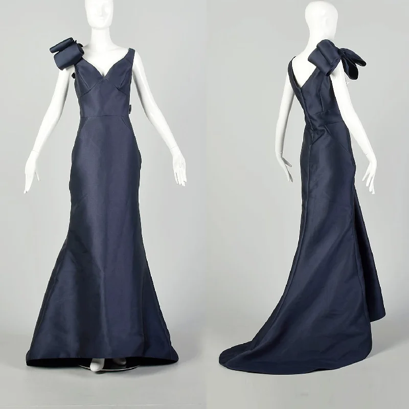 Size 12 2010s Eleni Elias Navy Evening Gown Formal Prom Fishtail Train Best-selling unclassified dresses