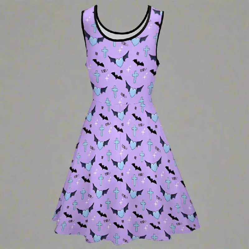 Pastel Goth Sleeveless Skater Dress Pastel unclassified dresses