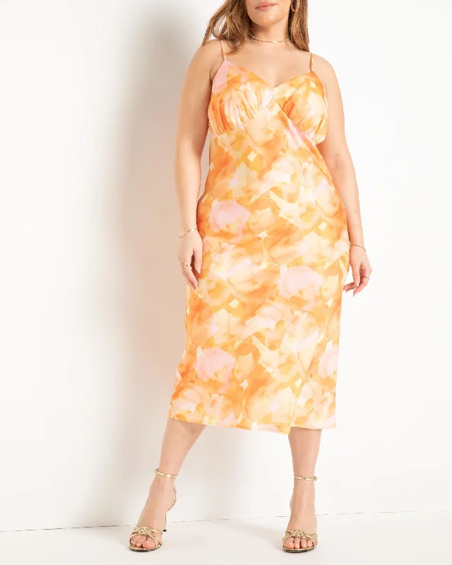 Slip Dress | Apricot Blossom Yellow Striped unclassified dresses