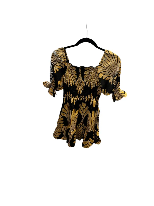 SMOCKED DRESS IN BLACK AND GOLD Bright color unclassified dresses