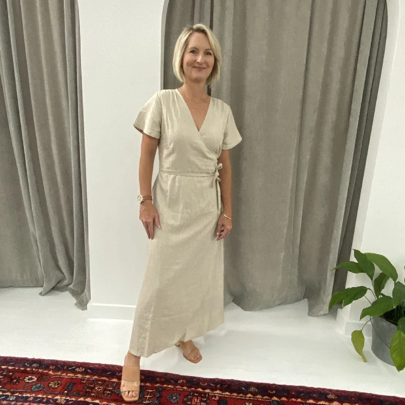 Somebody's Story Wrap Dress - Natural Lounge unclassified dresses