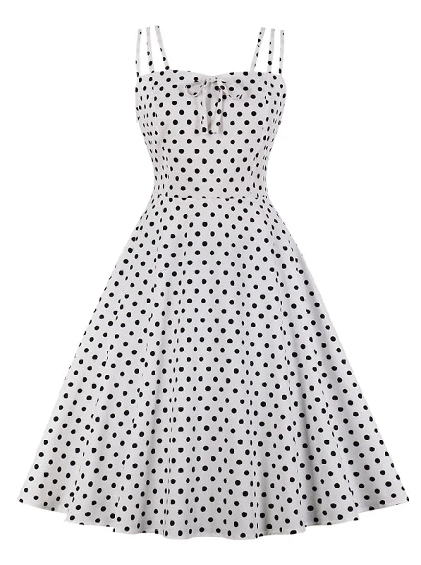 Spaghetti Straps Polka Dot Swing Dating Dress Corset unclassified dresses