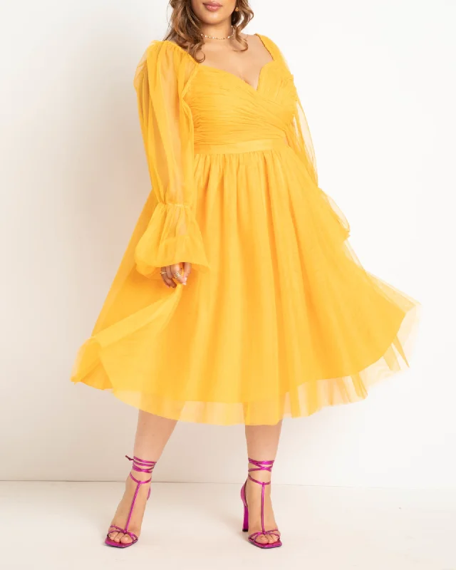 Tiered Puff Sleeve Dress | Golden Glow High-end unclassified dresses