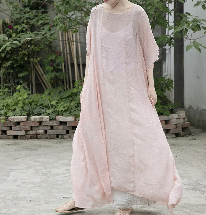 Pink V Neck Women Dresses Casual Loose Women Dresses SSM97215 Fall unclassified dresses