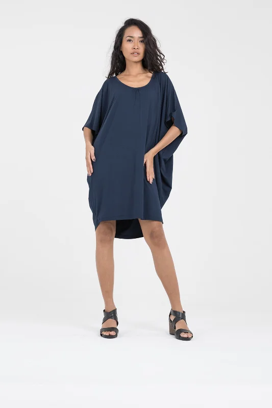 Women's Navy Cocoon Dress Satin unclassified dresses