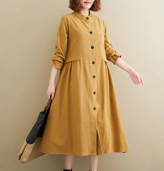 Yelow Dresses Loose Fall Dresses Casual Women Dresses ZRL97213 Casual unclassified dresses