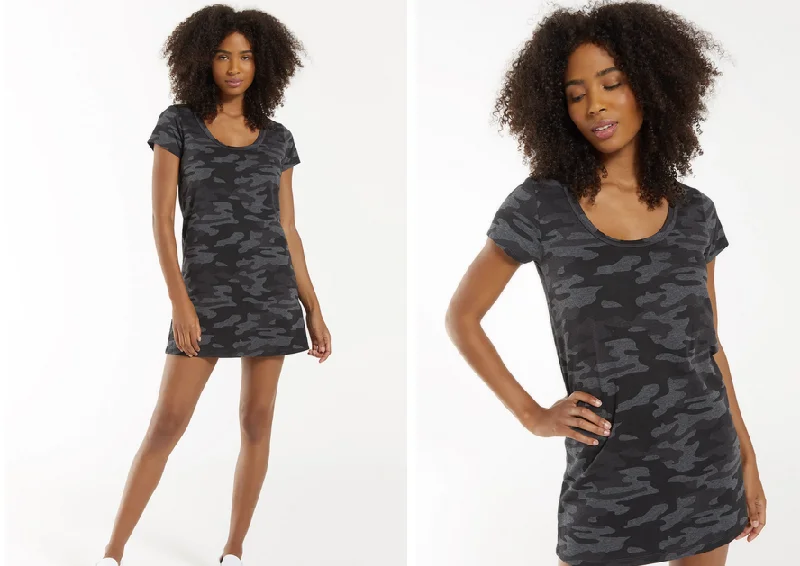 Z SUPPLY Payton Camo Tee Dress IN CAMO DARK CHARCOAL Luxury unclassified dresses