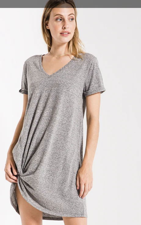 Z SUPPLY TRIBLEND SIDE KNOT DRESS IN HEATHER GREY, BLUE AND WASHED BLACK Luxury unclassified dresses