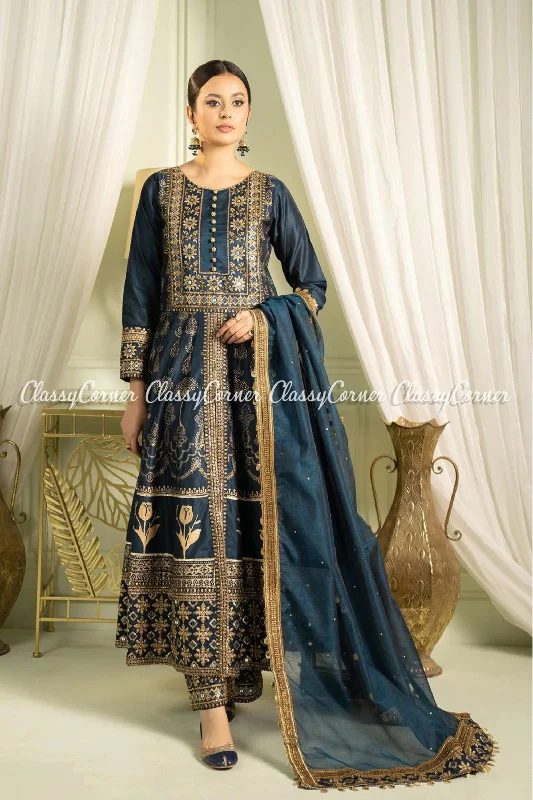 Zinc Katan Embroidered Readymade Suit Earthy tone unclassified dresses