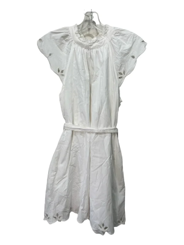 Cleobella Size XS White Cotton Belted Crochet Lace Tie Detail Dress Lace Dress with Belt