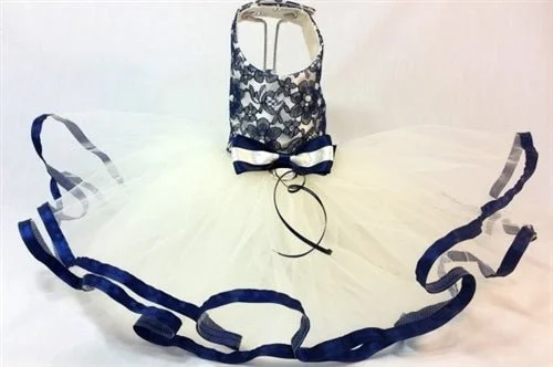 Navy Lace n' Pearls Harness Dress Lace Shift Dress