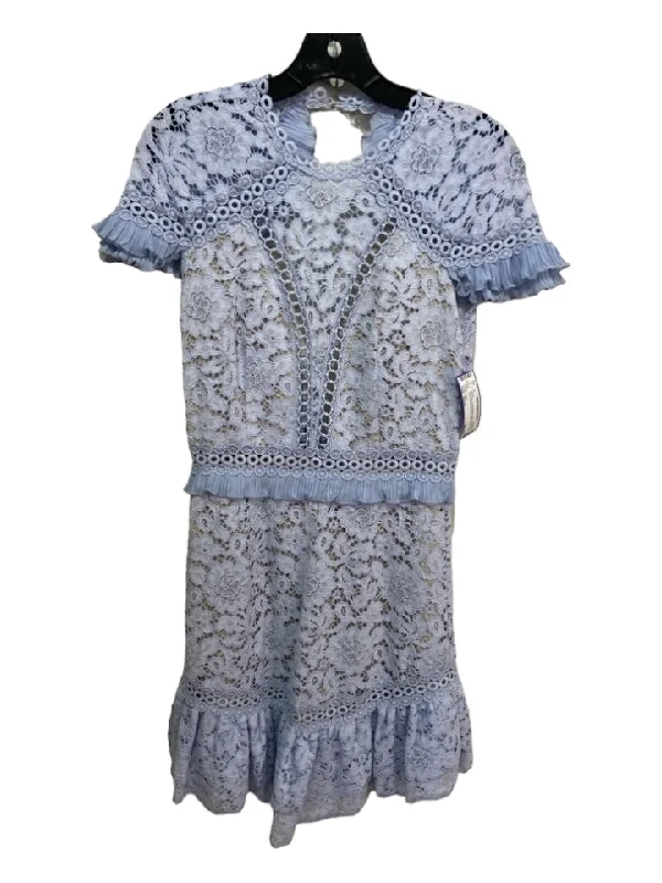 Saylor Size Small Pale Blue Nylon Blend Lace Overlay Short Sleeve Dress Lace Dress Set