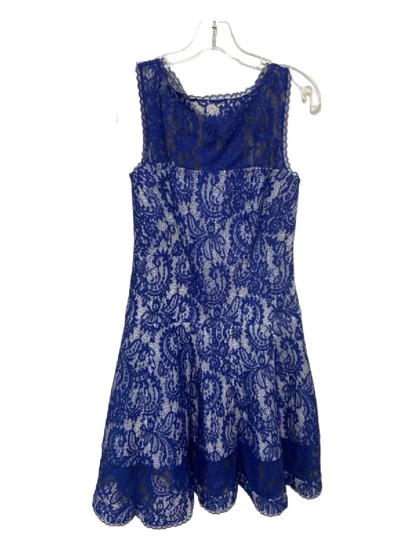 Tadashi Shoji Size S Blue Polyester & Nylon Lace Sleeveless Back Zip Dress Bohemian Lace Dress