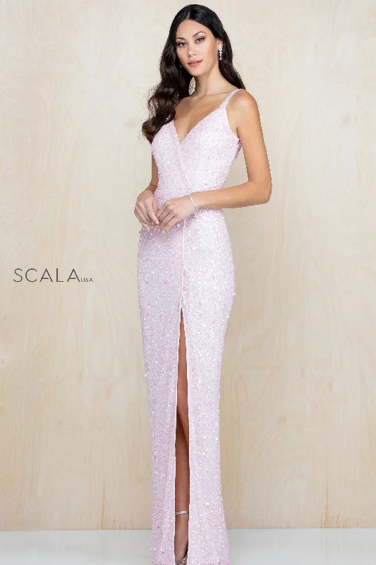 Fully Sequined V Neck Dress By SCALA -60210 Sequin Dress Appeal