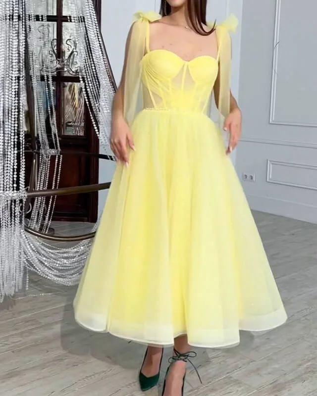 Yellow Tulle Corset Party Dress Tulle Dress Layers