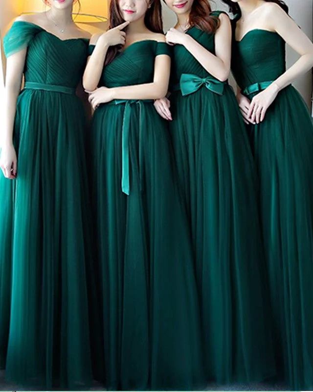 Emerald Green Tulle Bridesmaid Dresses Mismatched Sequin Tulle Dress