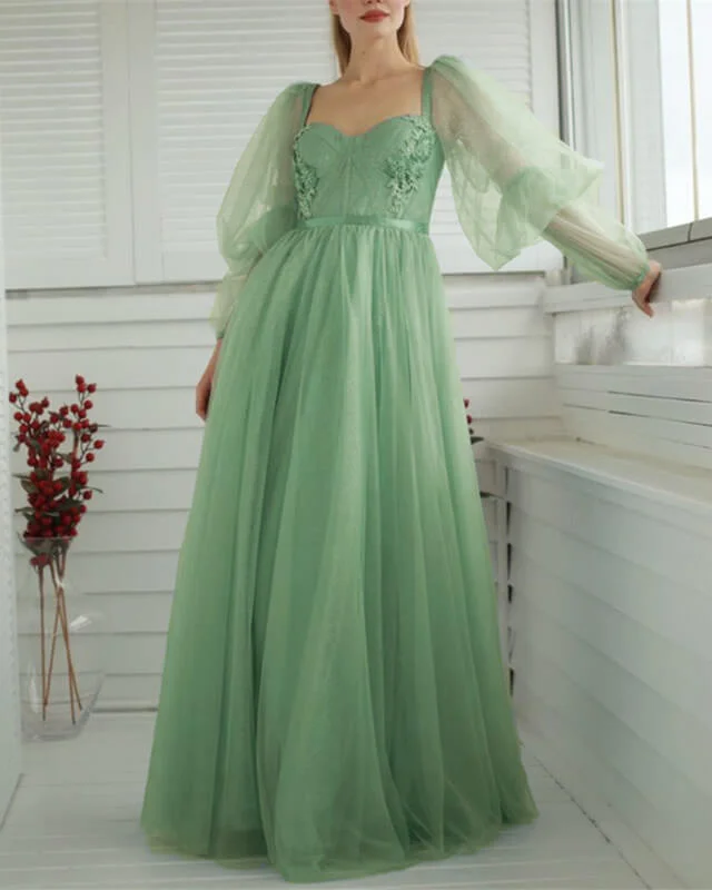 Light Green Tulle Cottagecore Corset Dress Tulle Dress Party