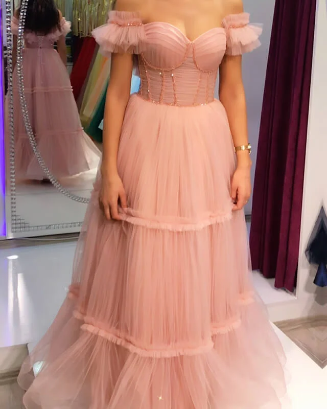 Blush Tiered Tulle Corset Dress Chic Tulle Dress