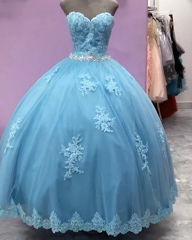 Tulle Quinceanera Dresses Sweetheart Appliques Beaded Sashes Pretty Tulle Dress