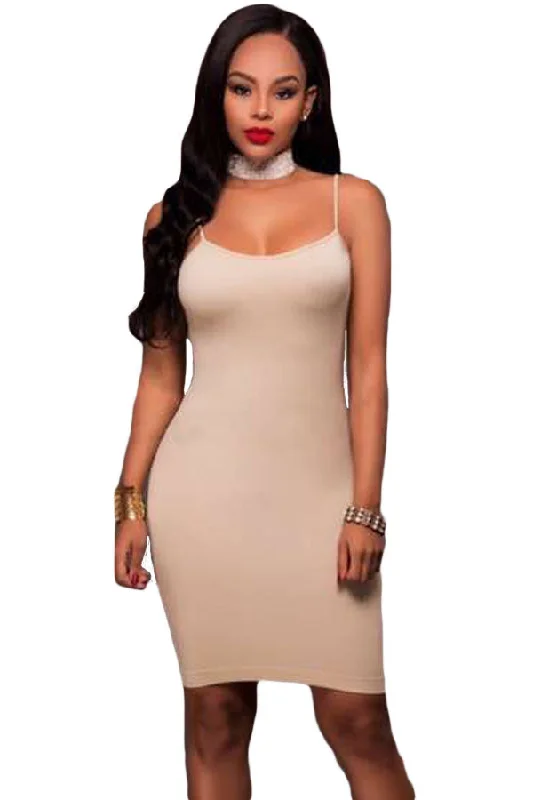 Sexy Apricot Seamless Bodycon Dress Bodycon Dress Chic