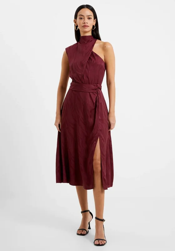 French Connection Aba Eco Satin Midi Dress, Chocolate Truffle Denim Midi Skirt