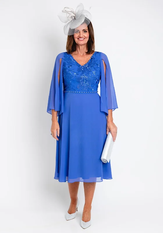 Lizabella Applique Chiffon Midi Dress, Azure Midi Skirt with Pockets