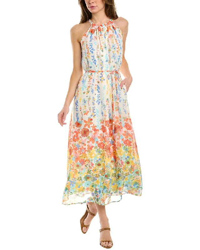 Maggy London Halter Midi Dress Bohemian Midi Skirt