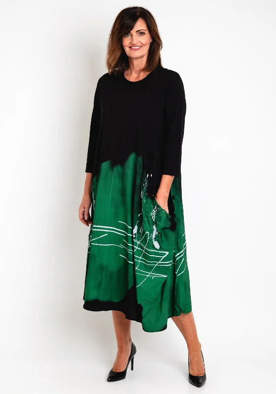 Natalia Collection One Size Paint Splash Midi Dress, Green Winter Midi Skirt