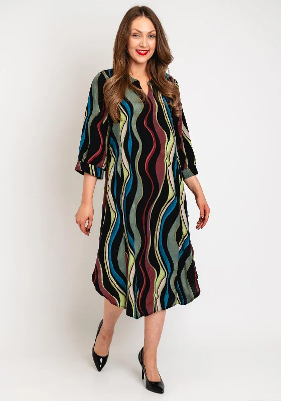 Natalia Collection Wavy Print Tunic Midi Dress, Multi Winter Midi Skirt