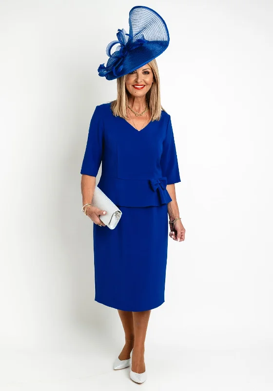 Via Veneto Pippy Peplum Midi Dress, Royal Blue Cotton Midi Skirt