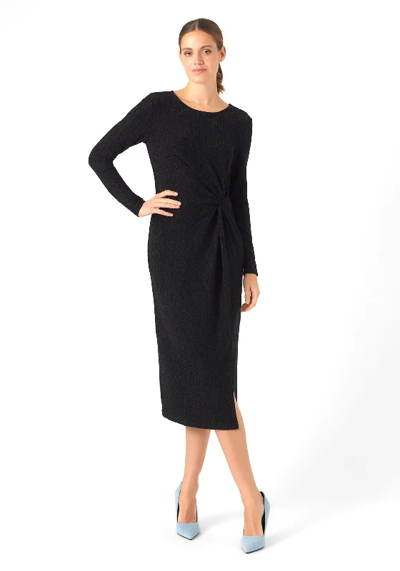 Vero Moda Kanz Glitter Midi Length Dress, Black Cozy Midi Dress