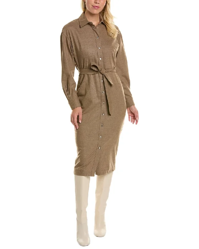 Max Mara Fronda Wool-Blend Shirtdress Boho Shirt Dress