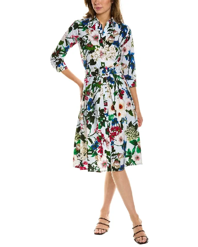 Samantha Sung Audrey 1 3/4-Sleeve Shirtdress Shift Shirt Dress