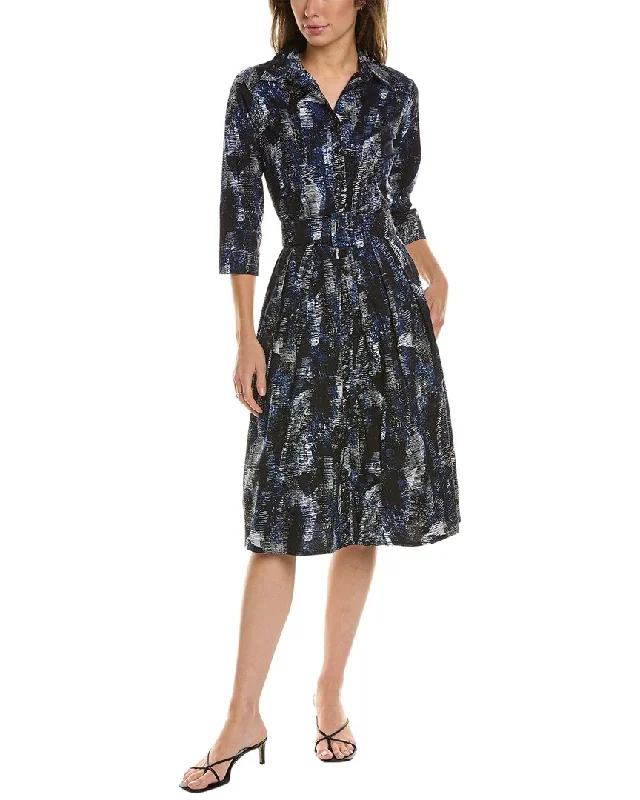 Samantha Sung Audrey 1 3/4-Sleeve Shirtdress Flared Shirt Dress