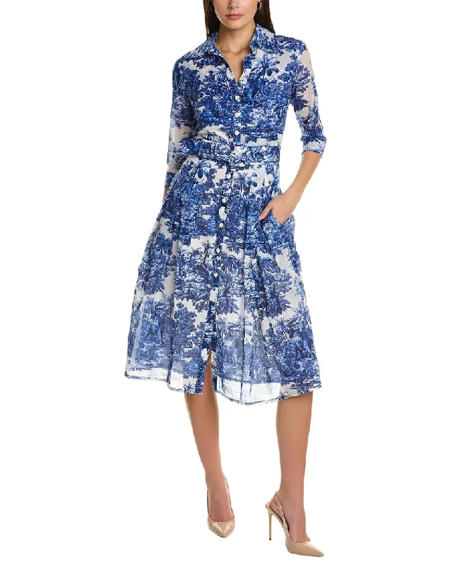 Samantha Sung Audrey 3 Silk Shirtdress Linen Shirt Dress