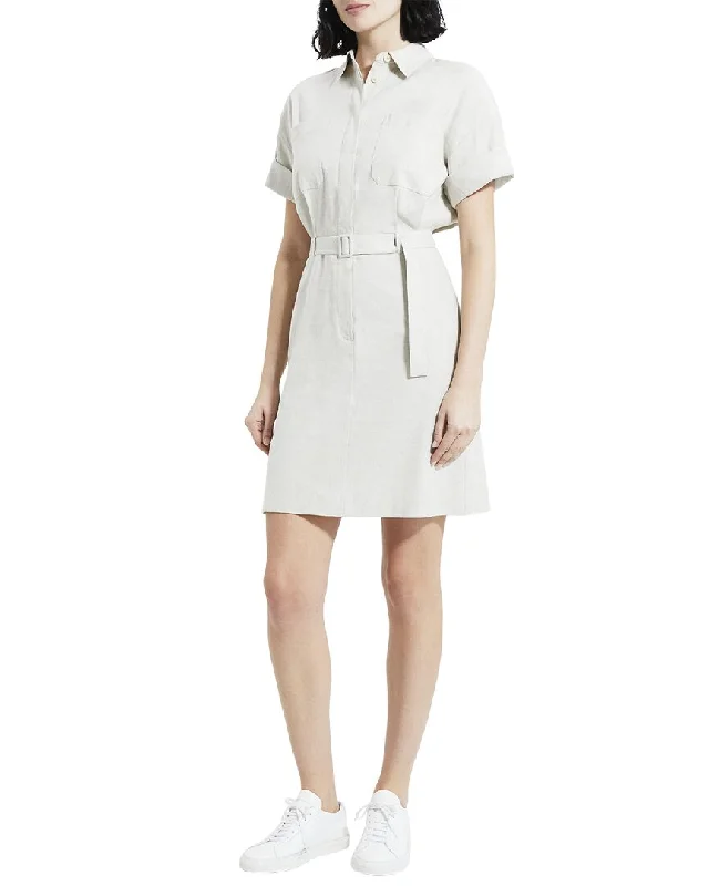 Theory Casual Linen-Blend Shirtdress Button-up Shirt Dress